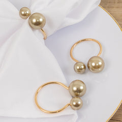 10 Pack Champagne Pearl Metal Napkin Holders Dining Table Decor, Elegant Round Wedding Napkin Rings - 2.5"