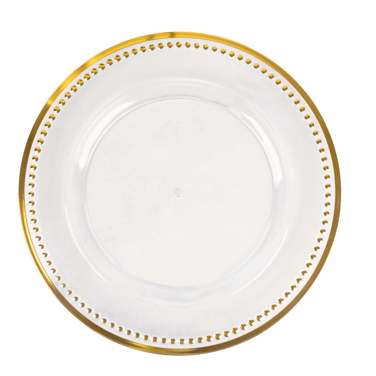 6-Pack Acrylic Round Charger Plates 13" in Clear with Gold Beaded Rim, Dinner Charger Event Tabletop Decor