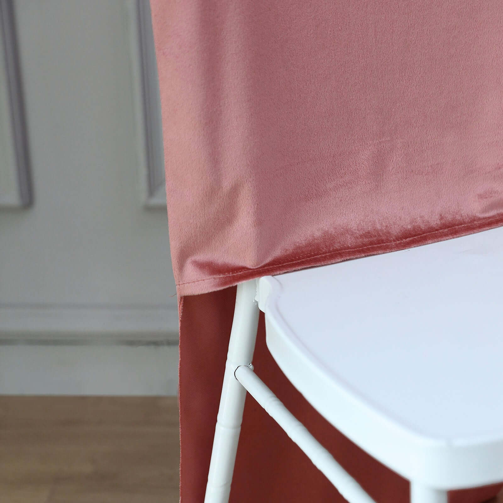 Velvet Chair Back Slipcover for Chiavari Chairs Dusty Rose - Soft and Smooth Solid Chair Back Cover Cap