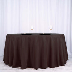 Polyester 120" Round Tablecloth Chocolate - Seamless Wrinkle-Resistant Table Cover