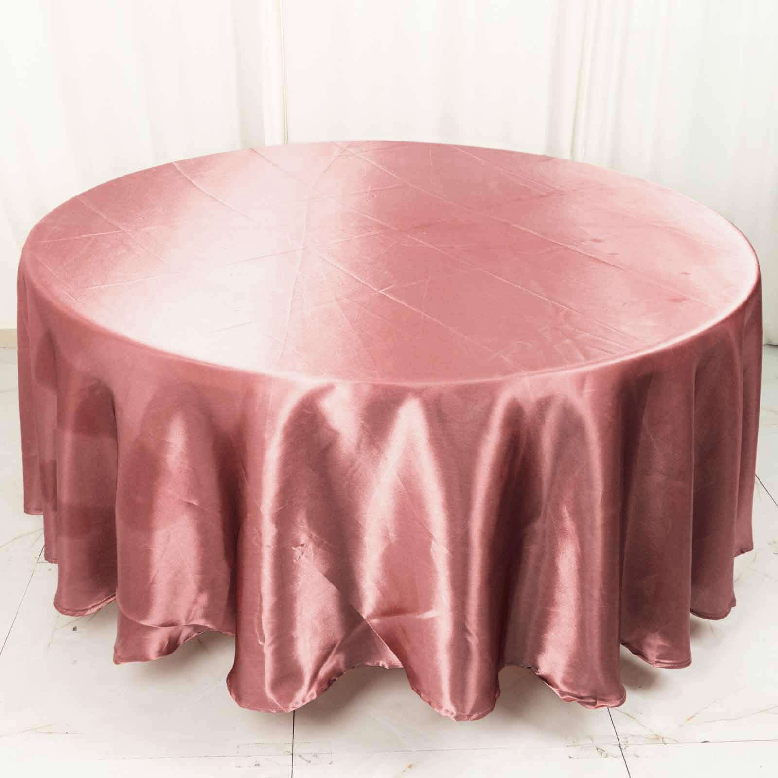 Satin 108" Round Tablecloth Cinnamon Rose - Smooth and Lustrous Table Cover