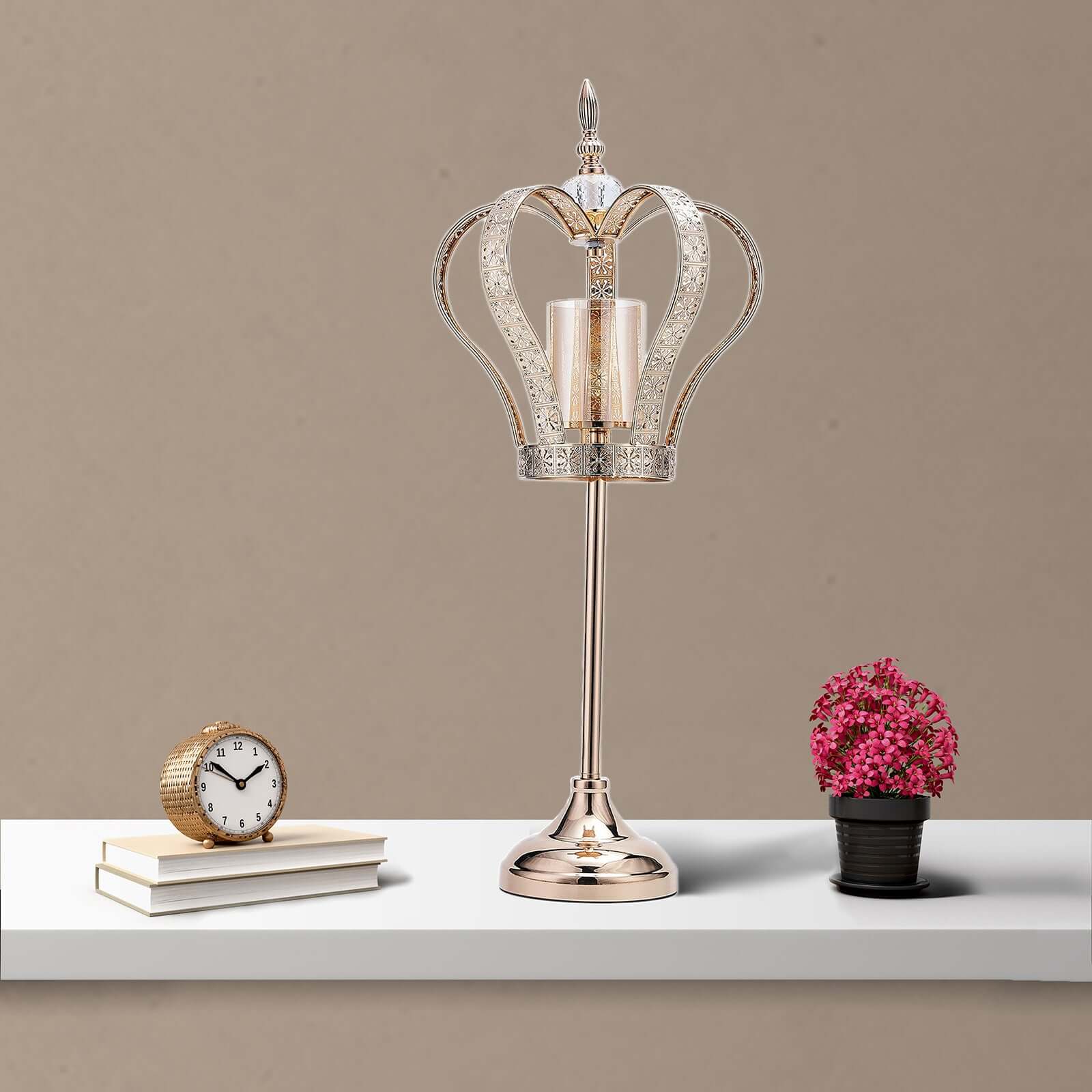 Metal Crown Pillar Candle Holder Stand Gold - Votive Holder Centerpiece 25"