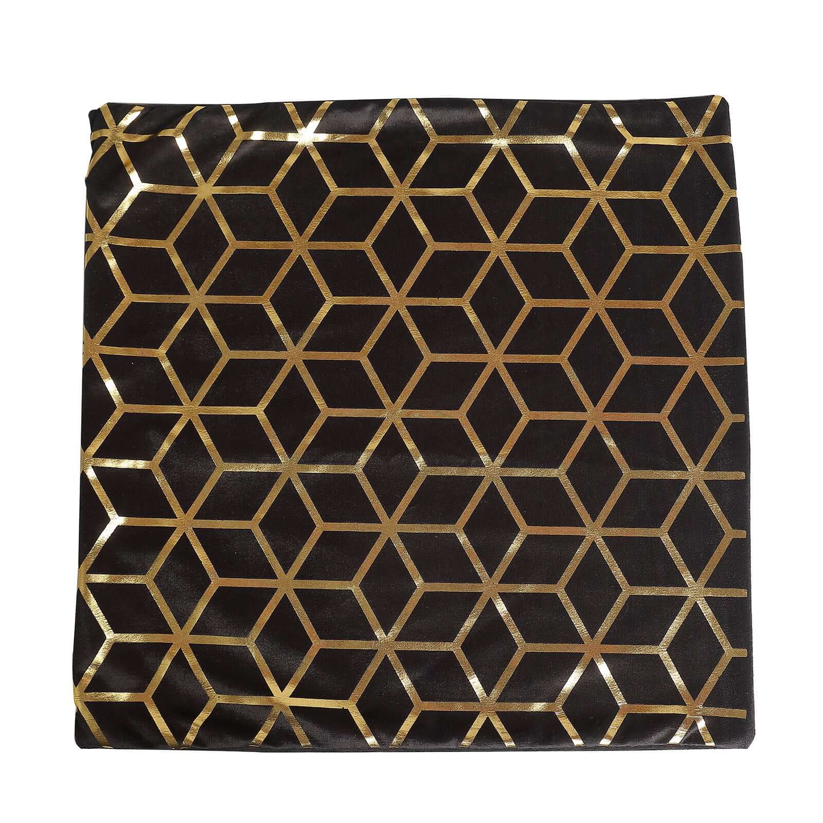 Set Of 4 18" Black Gold Foil Geometric Print Throw Pillow Covers, Velvet Square Sofa Cushion Covers