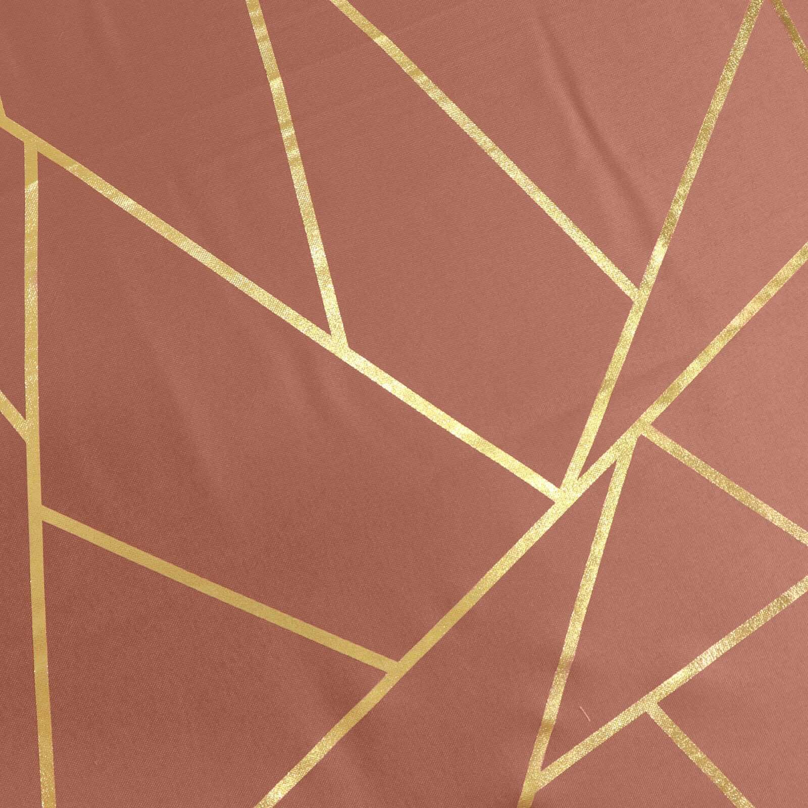 5 Pack Polyester 20"x20" Napkins Terracotta (Rust) with Gold Geometric Foil Pattern - Modern Reusable Dinner Napkins