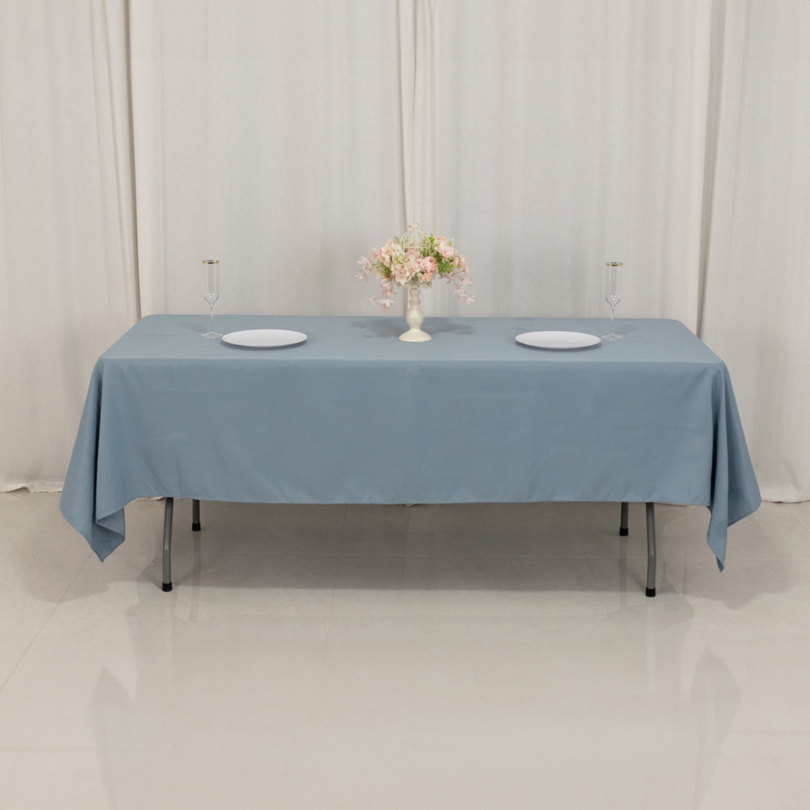 Premium Polyester 60"x102" Rectangle Tablecloth Dusty Blue - Durable 220GSM Wrinkle-Resistant Table Cover
