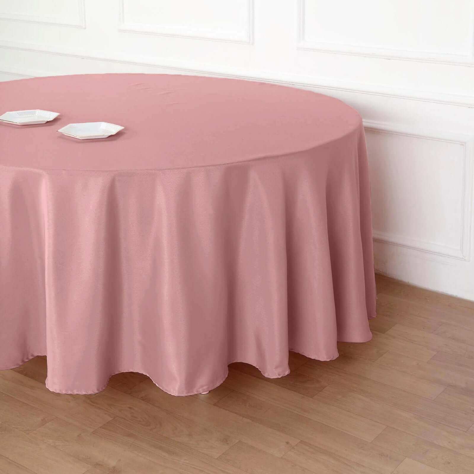 Polyester 108" Round Tablecloth Dusty Rose - Wrinkle-Resistant Table Cover