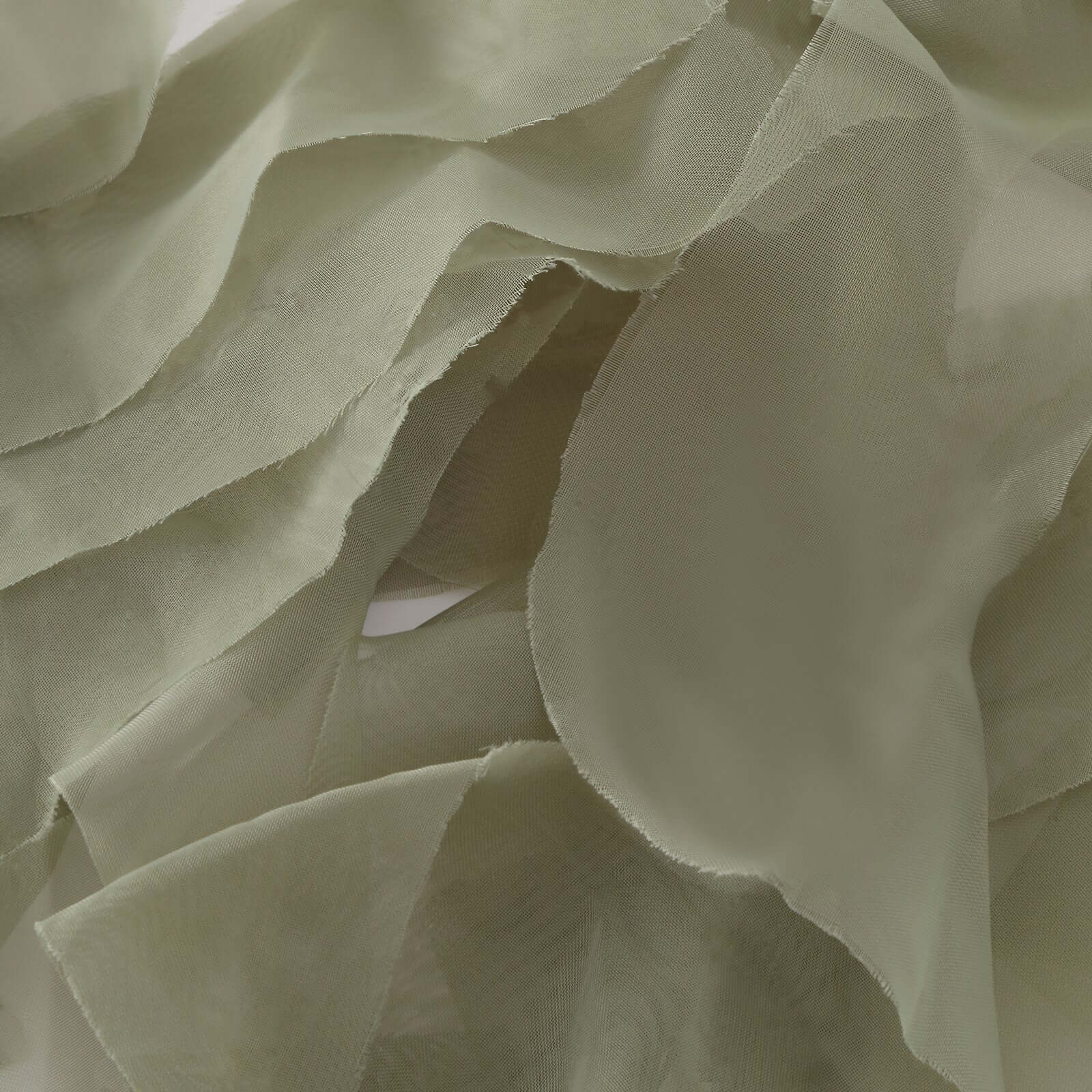 Chiffon Chair Sash with Curly Design Dusty Sage Green - Stylish Chair Decorations