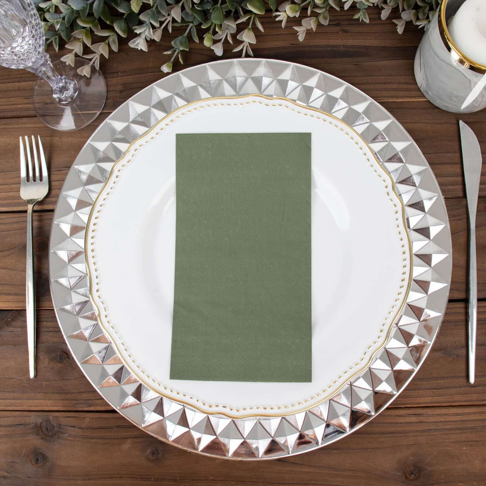 50-Pack Paper Napkins Dusty Sage Green - Soft Disposable 2-Ply Dinner Napkins for Weddings