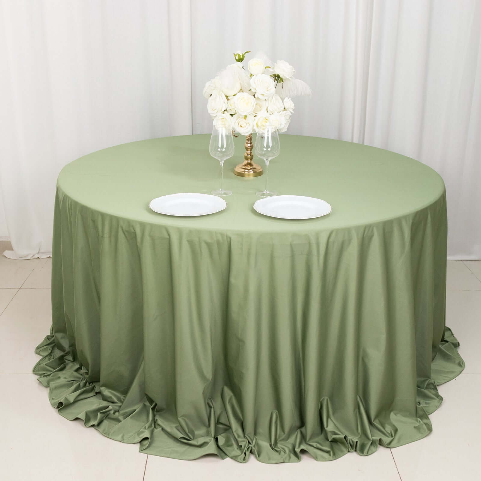 Scuba Round 132" Tablecloth Dusty Sage Green - Wrinkle Free & Stain Resistant Seamless Table Cover