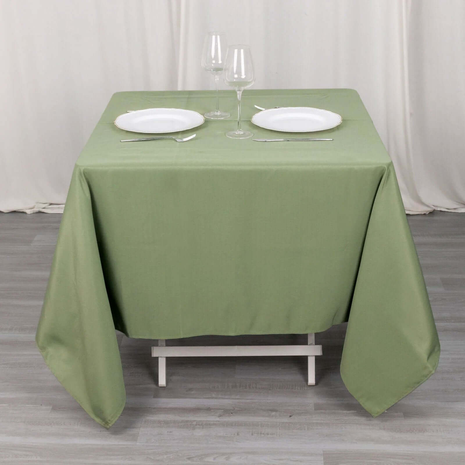 Premium Polyester Square Tablecloth 70"x70" Dusty Sage Green - 220GSM Wrinkle-Resistant Table Cover