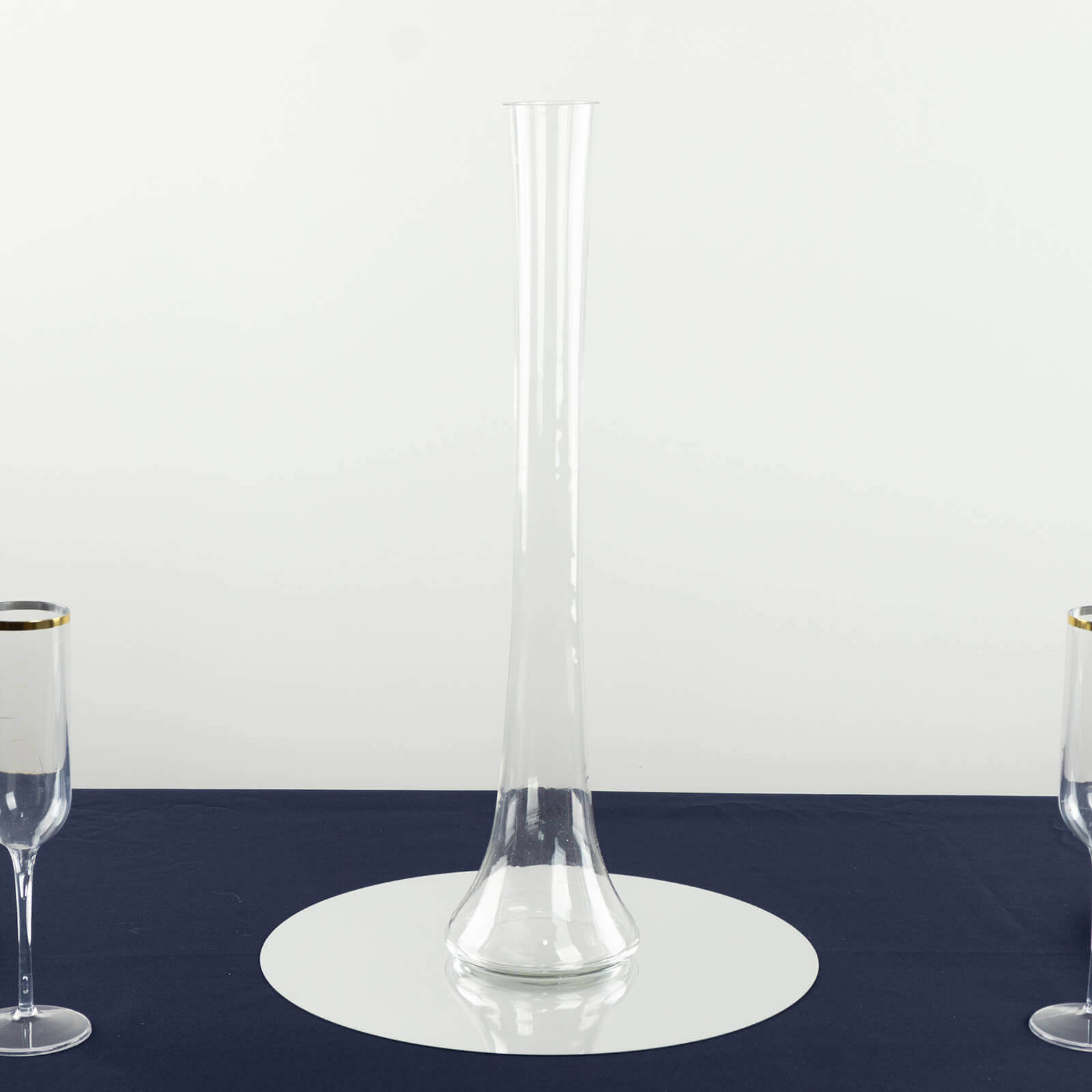 6-Pack Glass Eiffel Tower Vases Clear with Round Base - Tall Skinny Flower Bud Wedding Centerpieces 20"