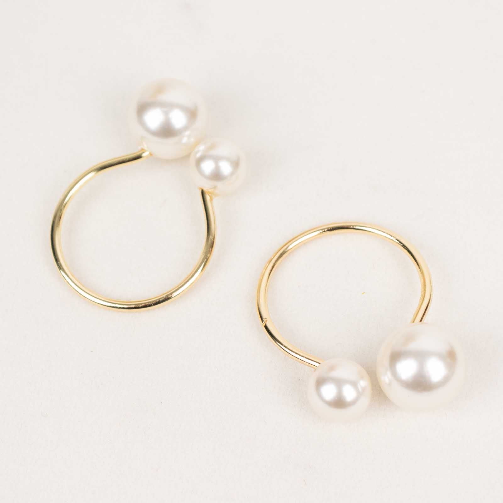 10 Pack White Pearl Gold Metal Napkin Holders Dining Table Decor, Elegant Round Wedding Napkin Rings - 2.5"