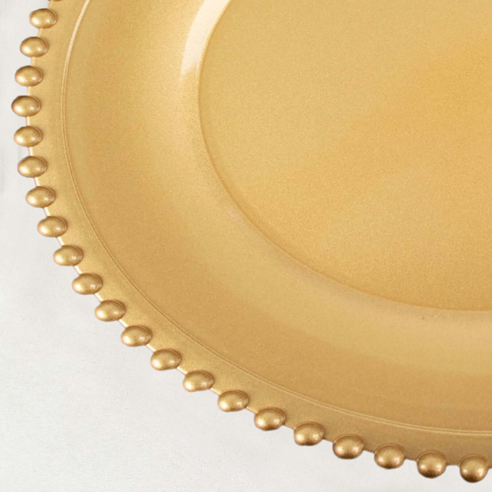 6-Pack Acrylic Round Charger Plates 13" in Gold with Beaded Rim, Decorative Dinner Party Charger Tableware