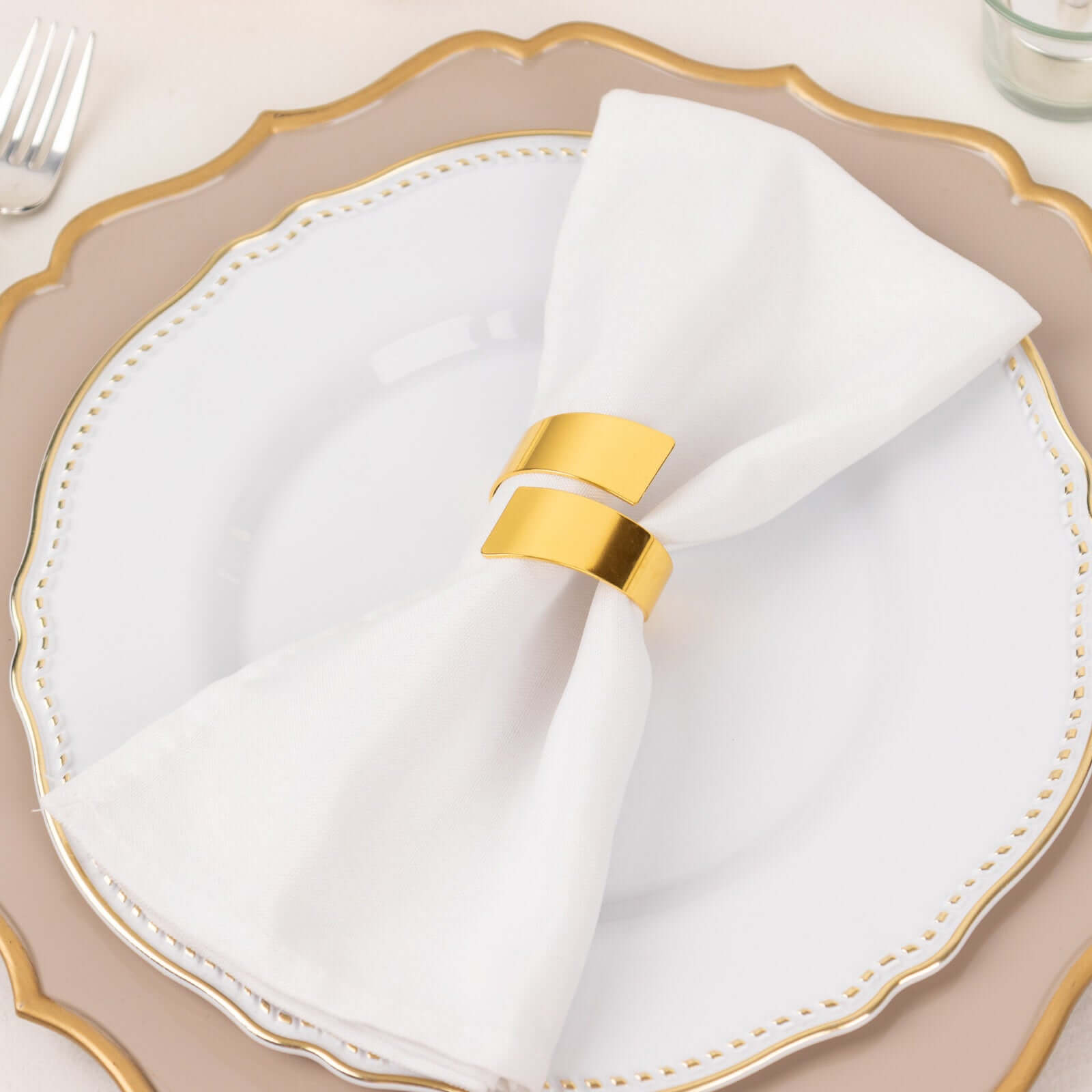 4 Pack Shiny Gold Metal Swirl Wrap Cuff Band Napkin Rings, Decorative Scroll Serviette Buckle Napkin Holders