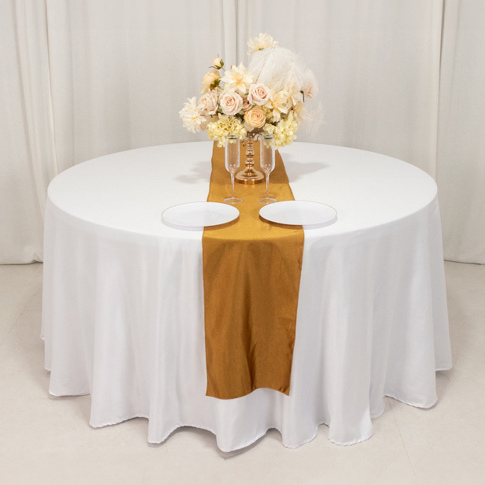 Scuba Polyester 12"x108" Table Runner Shimmer Gold - Wrinkle-Free Table Linen for Events and Banquets