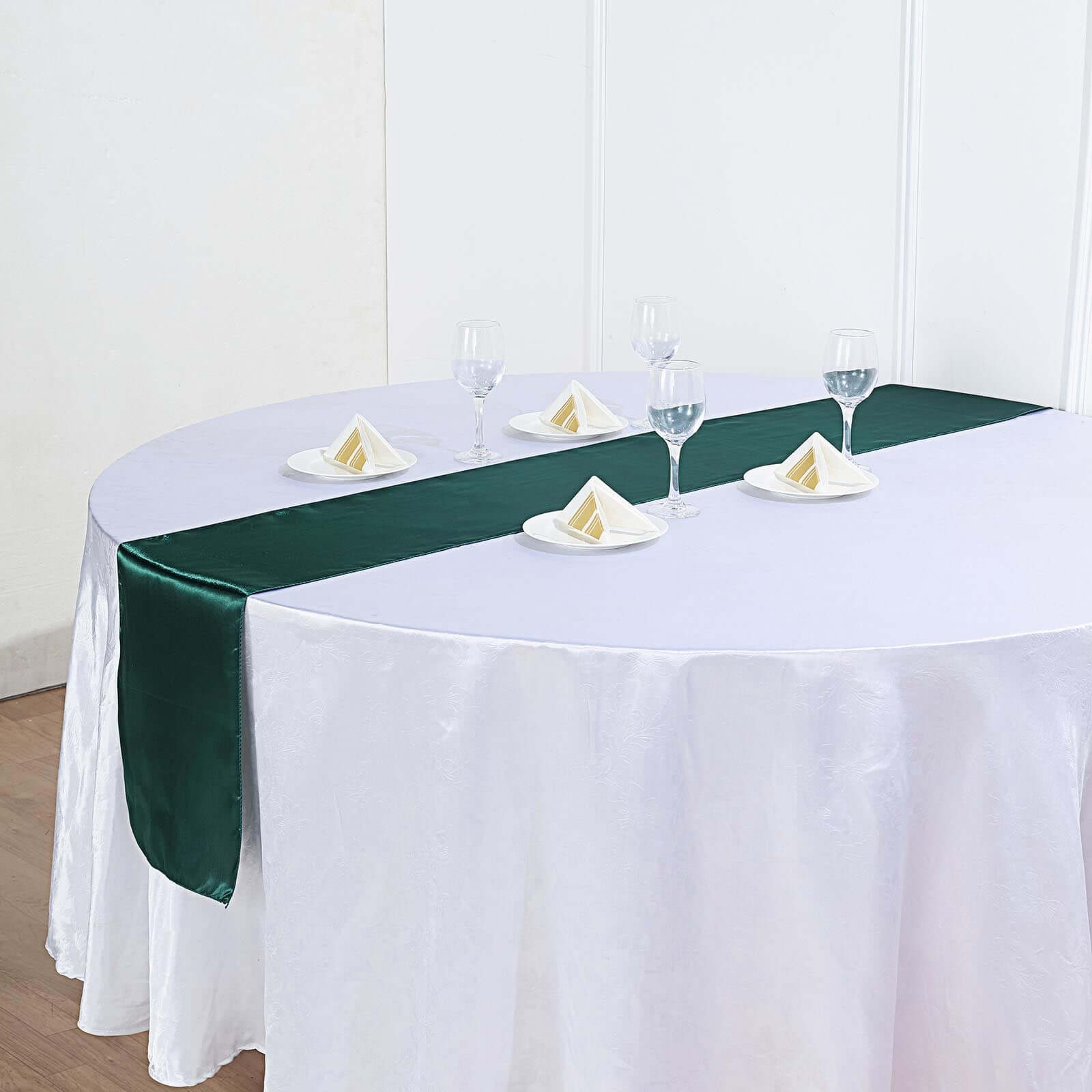 Satin 12"x108" Table Runner Hunter Emerald Green - Stylish Table Linen