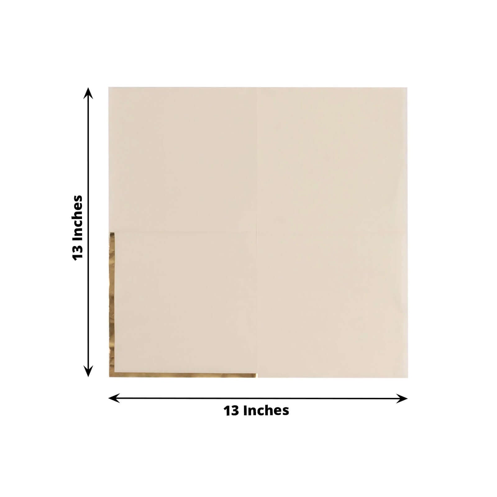50-Pack Paper Beverage Napkins with Gold Foil Edge Ivory - Disposable 2 Ply Cocktail Napkins for Events 6.5"x6.5"