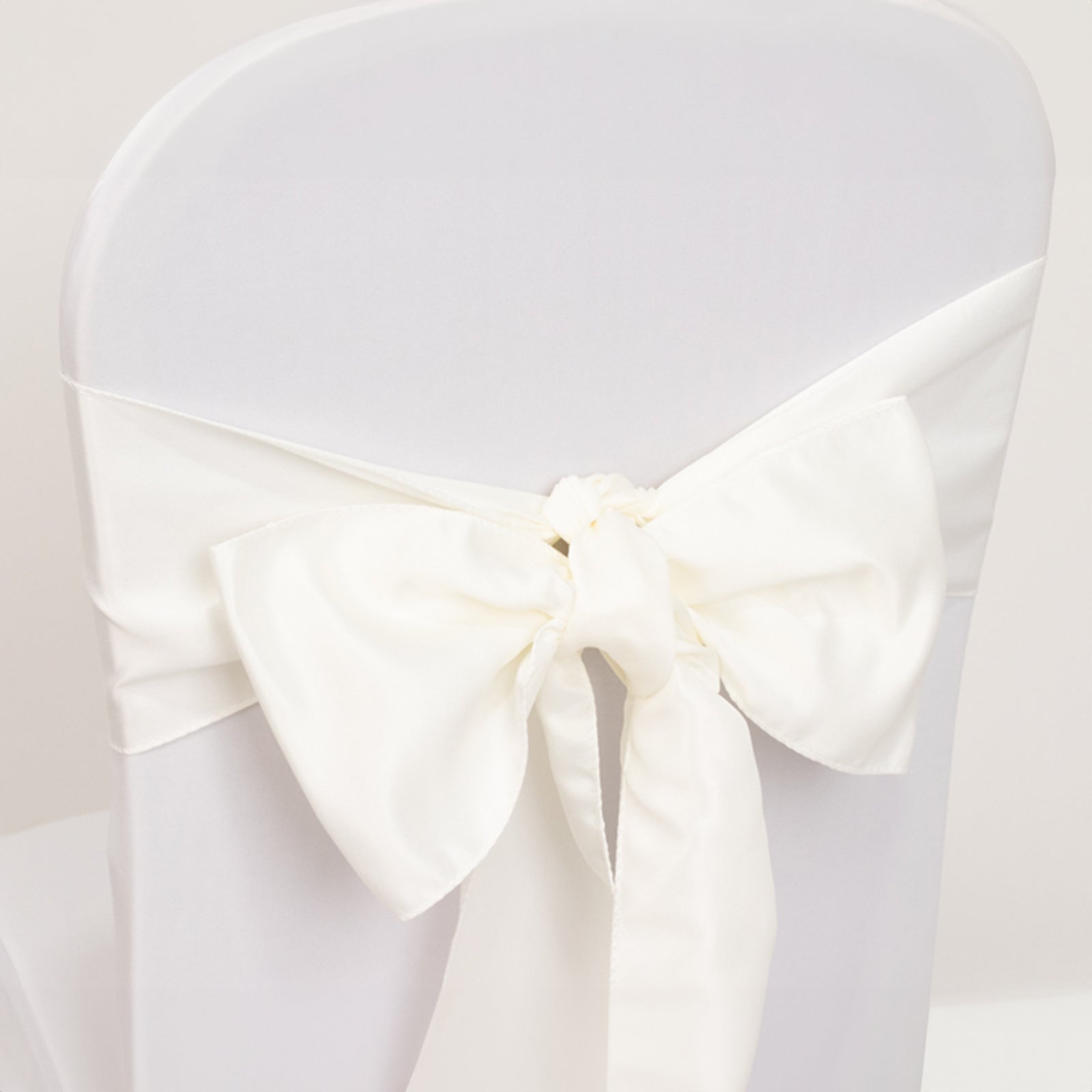 5 Pack Lamour Satin 6"x106" Chair Sashes Ivory - Stylish Reusable Decorative Bows