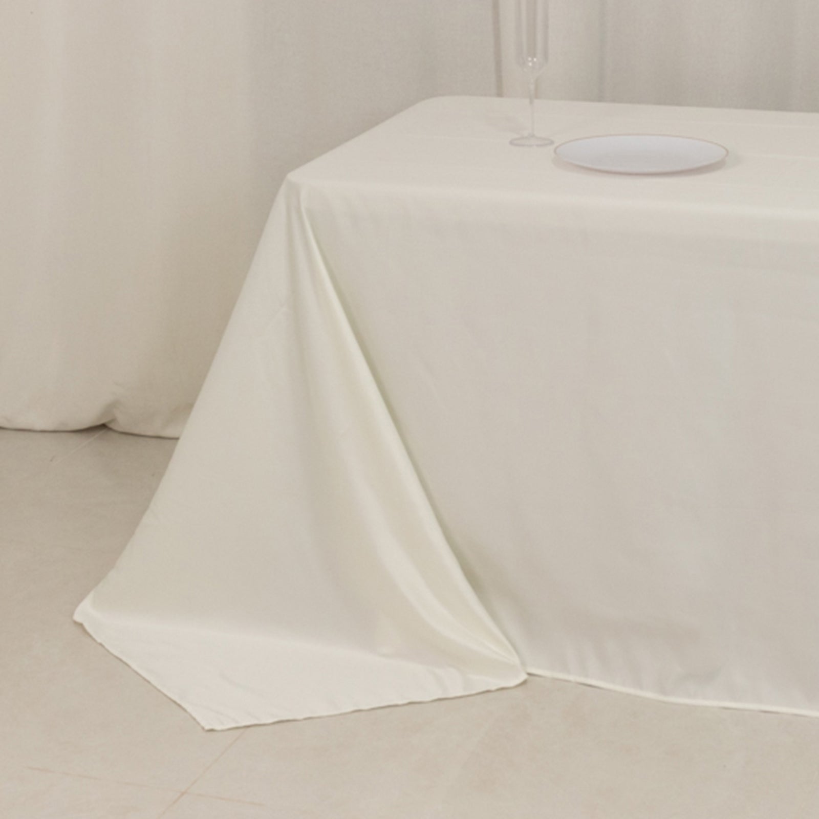 Lamour Satin 90"x156" Rectangle Tablecloth Ivory - Luxurious, Soft Seamless Table Cover