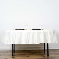 Polyester 70" Round Tablecloth Ivory - Durable & Wrinkle-Resistant Table Cover