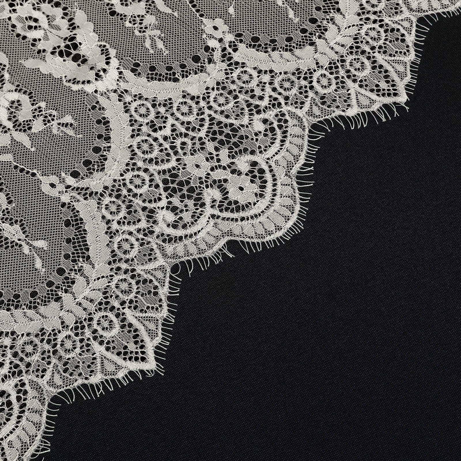 Lace 60"x120" Rectangle Tablecloth Ivory - Vintage Lace Design with Scalloped Frill Edges