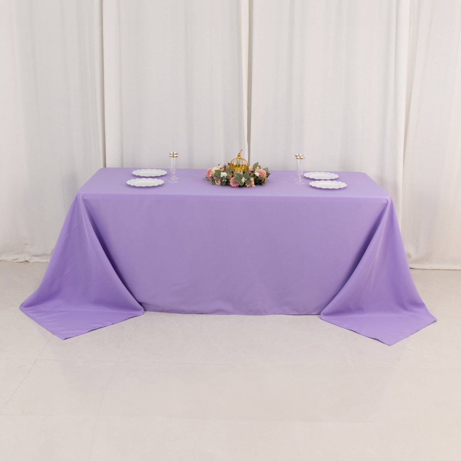 Premium Polyester 90"x132" Rectangle Tablecloth Lavender Lilac - Seamless 220GSM Stain-Resistant Table Cover
