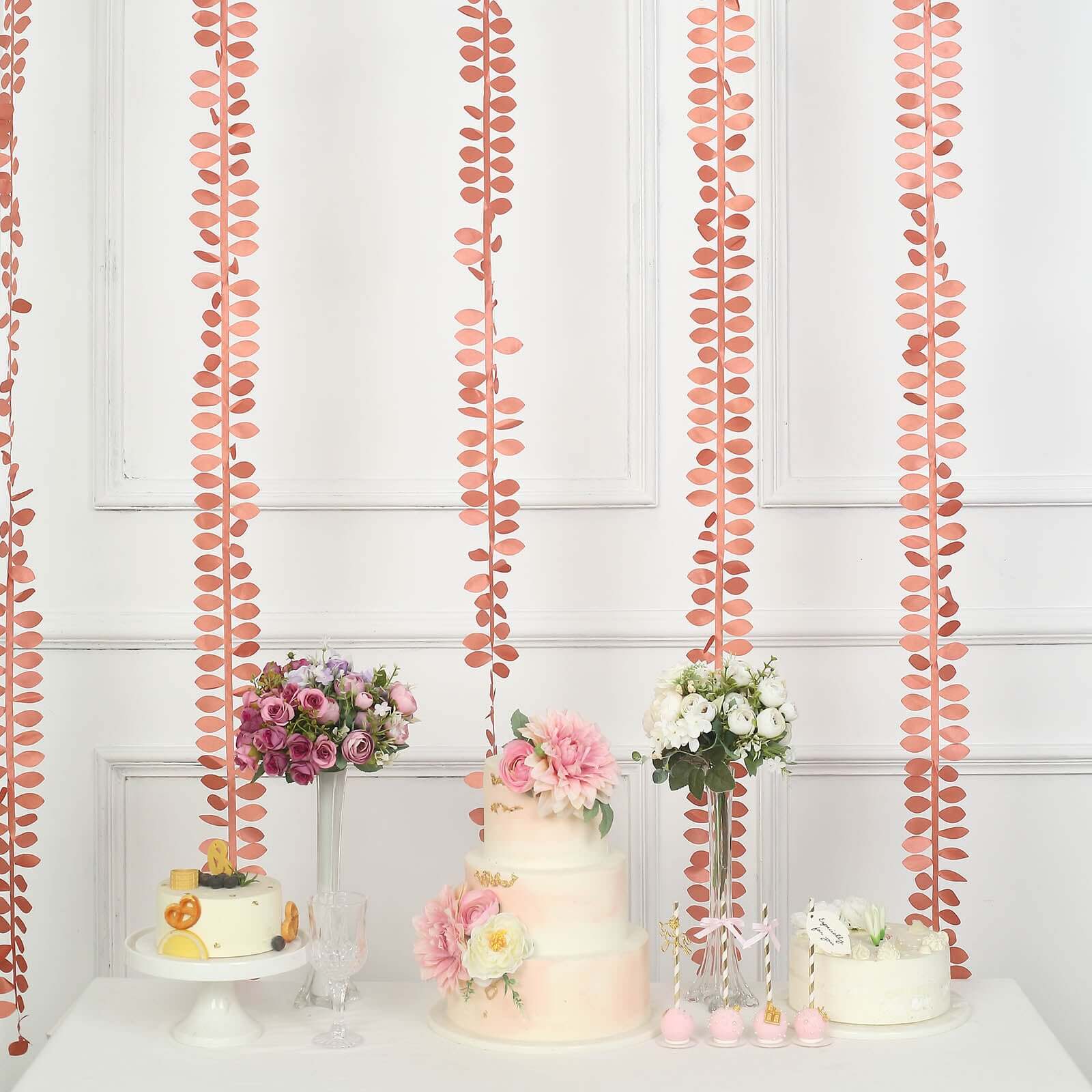 Taffeta Ribbon Sash with 4" Leaf Petal Design Terracotta (Rust) 50ft - Sophisticated Artificial Fabric Garland