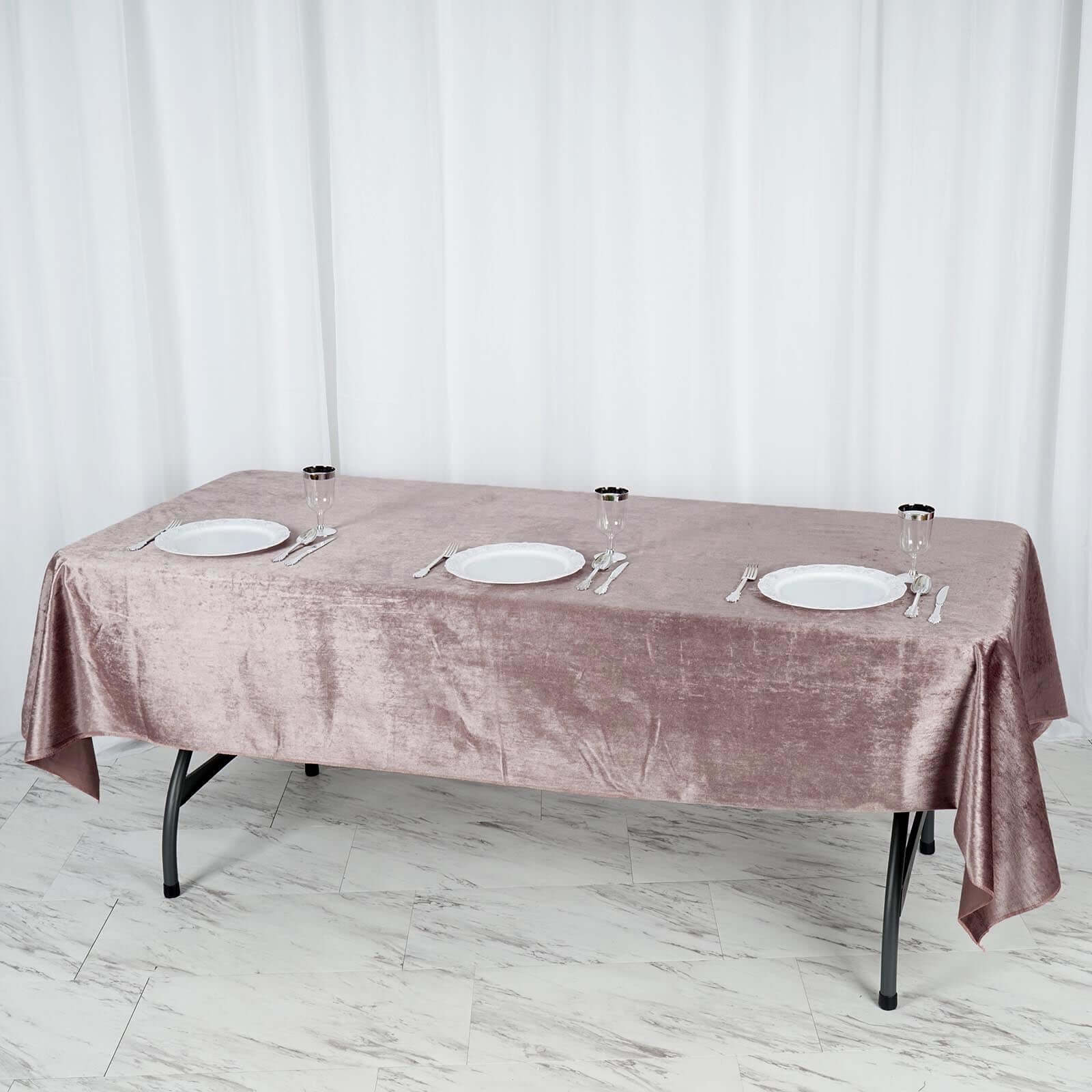 Premium Velvet 60"x102" Rectangle Tablecloth Mauve - Reusable & Soft Table Cover