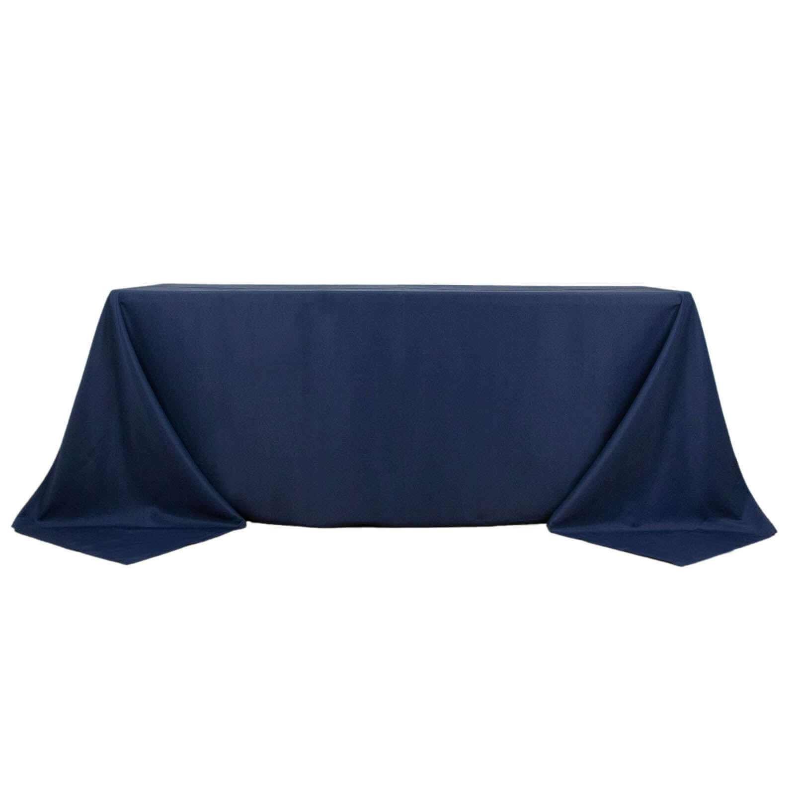 Premium Polyester 90"x132" Rectangle Tablecloth Navy Blue - Seamless 220GSM Stain-Resistant Table Cover