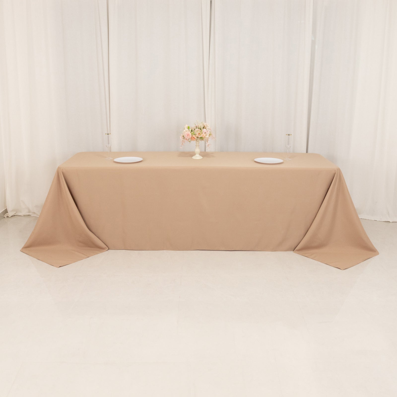 Premium Polyester 90"x156" Rectangle Tablecloth Nude - Seamless 220GSM Stain-Resistant Table Cover