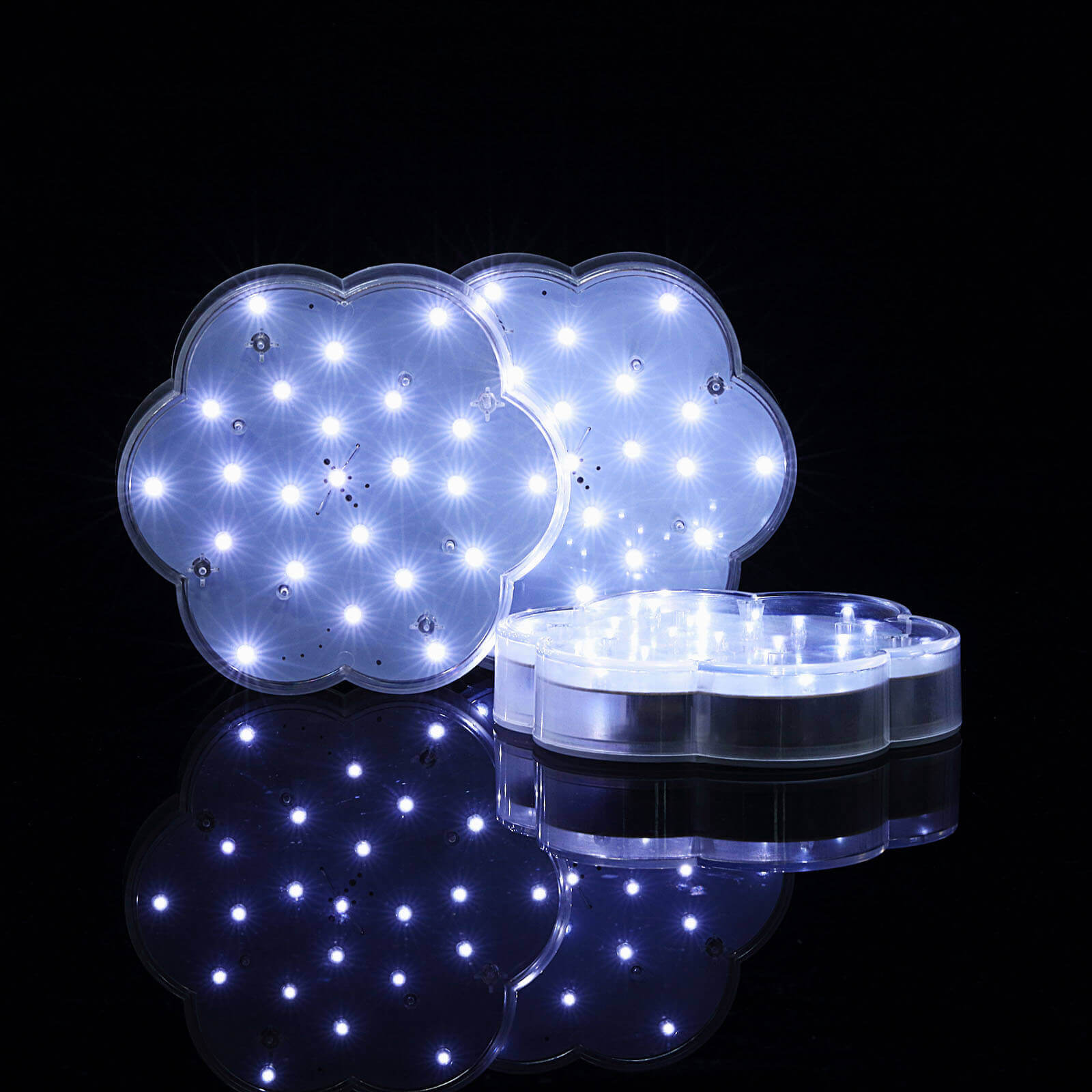 4-Pack LED Disc Lights Flower Shaped Design White - 23 LEDs with Remote DIY Lighting 6"