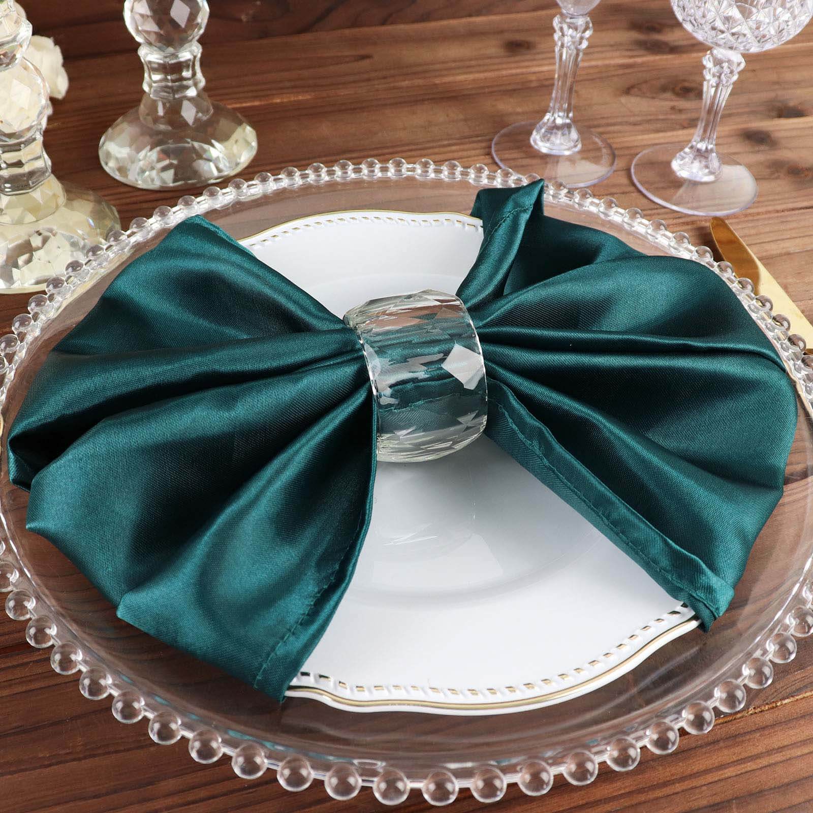 5 Pack Satin 20"x20" Napkins Peacock Teal - Luxurious Shine & Smooth Dinner Napkins