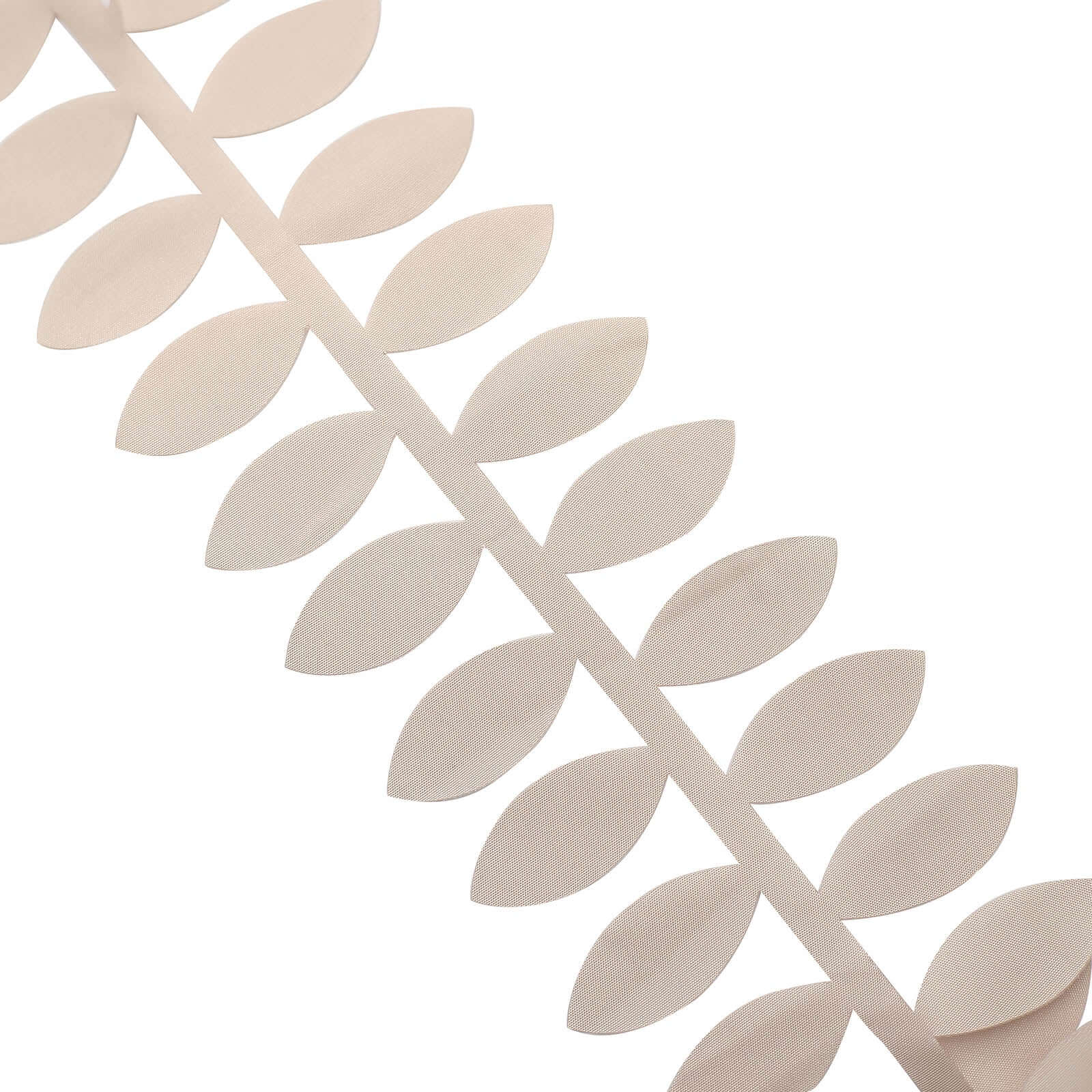 Taffeta Ribbon Sash with 4" Leaf Petal Design Beige 50ft - Sophisticated Artificial Fabric Garland