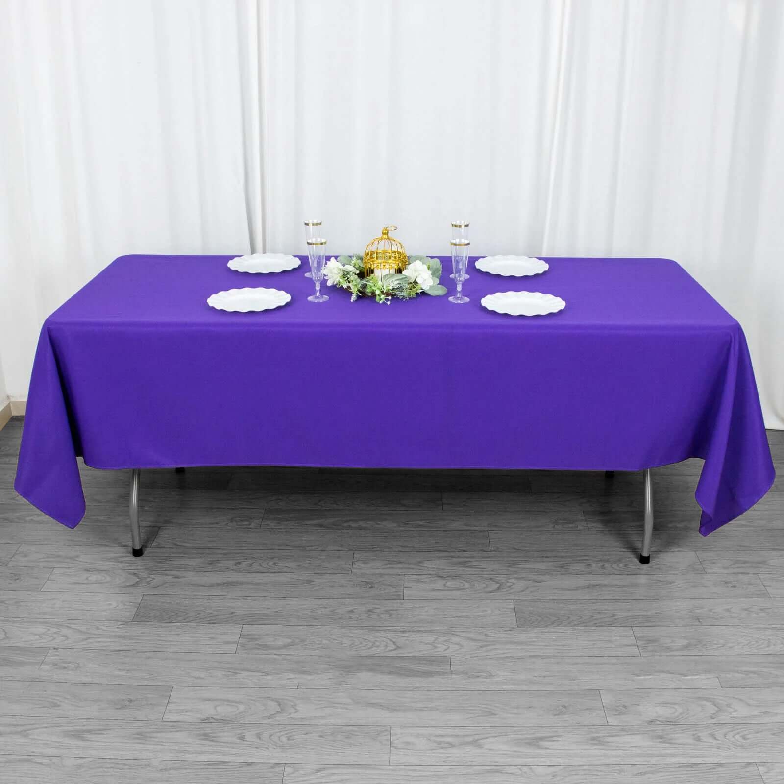 Premium Polyester 60"x102" Rectangle Tablecloth Purple - Durable 220GSM Wrinkle-Resistant Table Cover