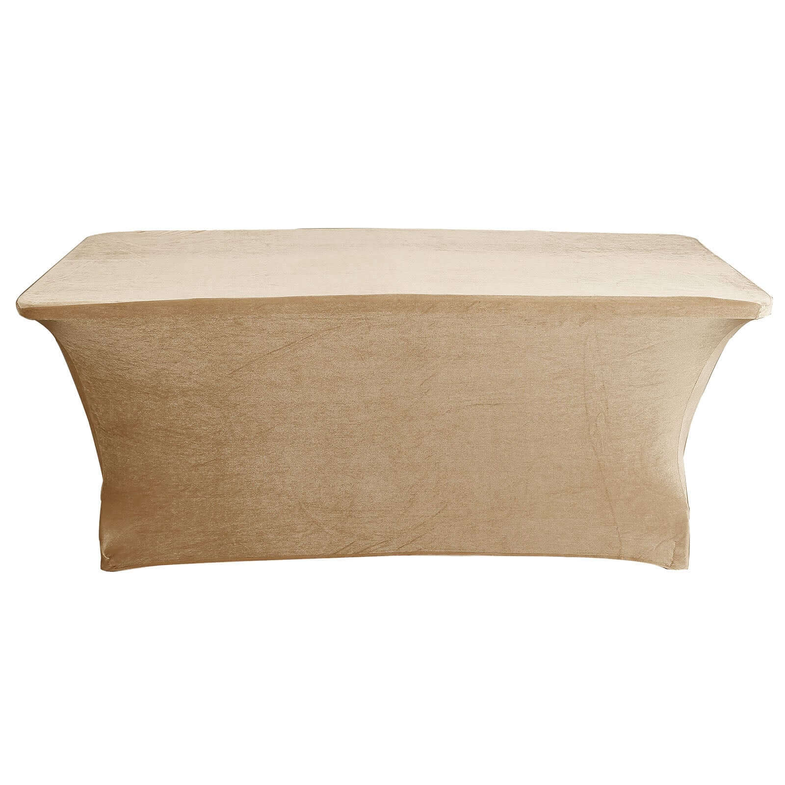 Velvet Spandex 6ft Rectangle Tablecloth Champagne - Fitted Wrinkle-Free Design for 72"x30" Tables
