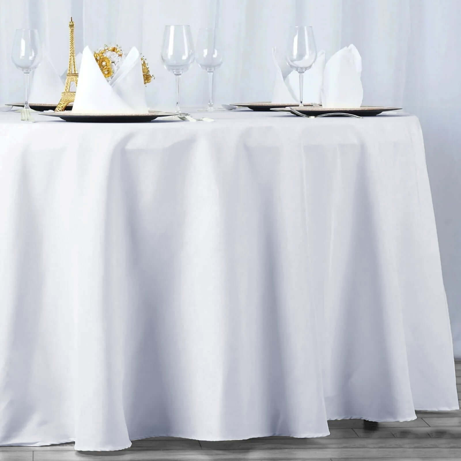 Premium Polyester 108" Round Tablecloth White - Wrinkle-Resistant 220GSM Table Cover for Weddings & Events