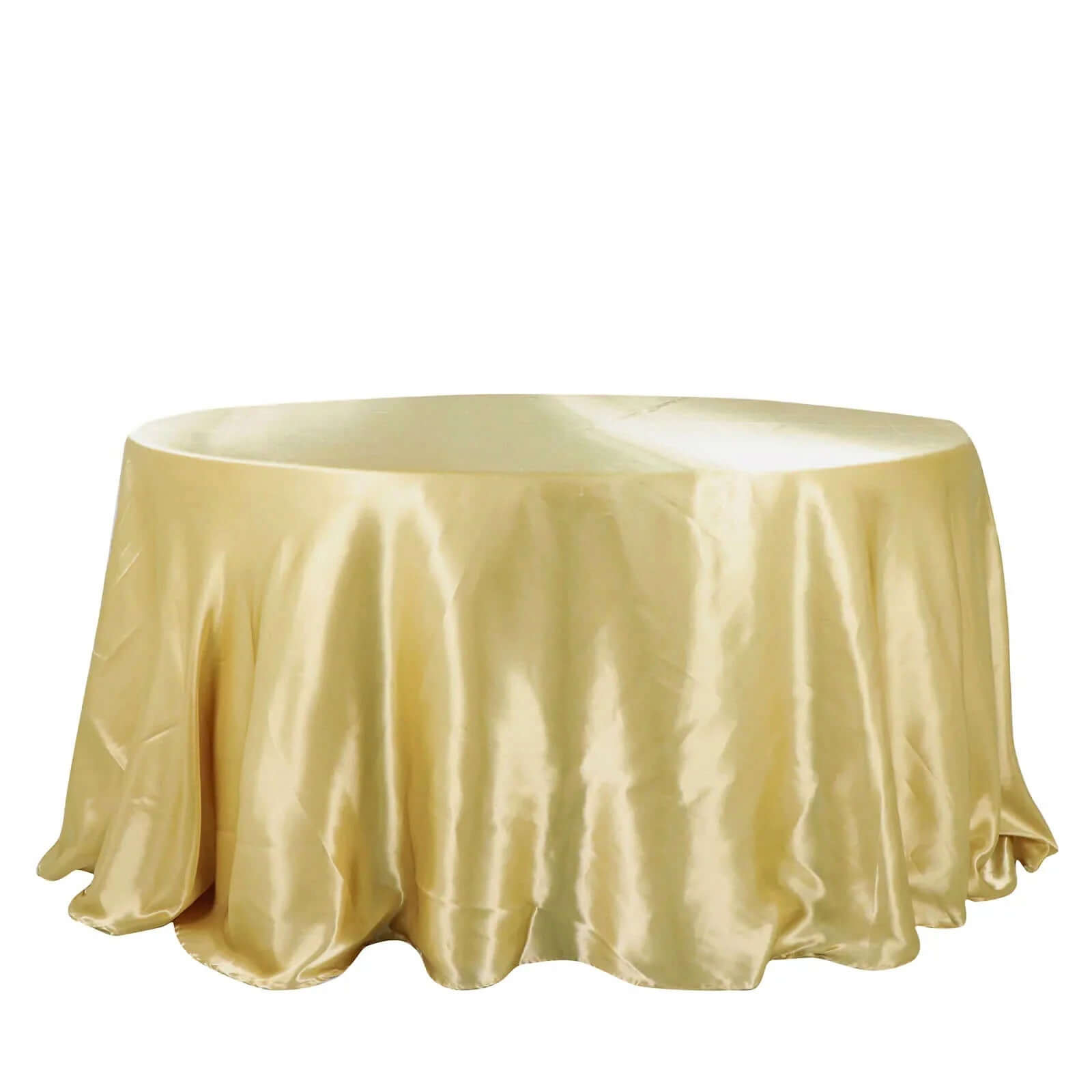 Satin 132" Round Tablecloth Champagne - Stylish Seamless Table Cover