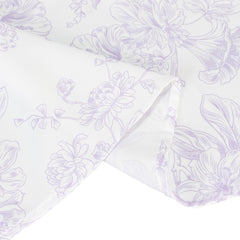 Polyester 132" Round Tablecloth White - Lavender Lilac French Toile Pattern for Chic Weddings