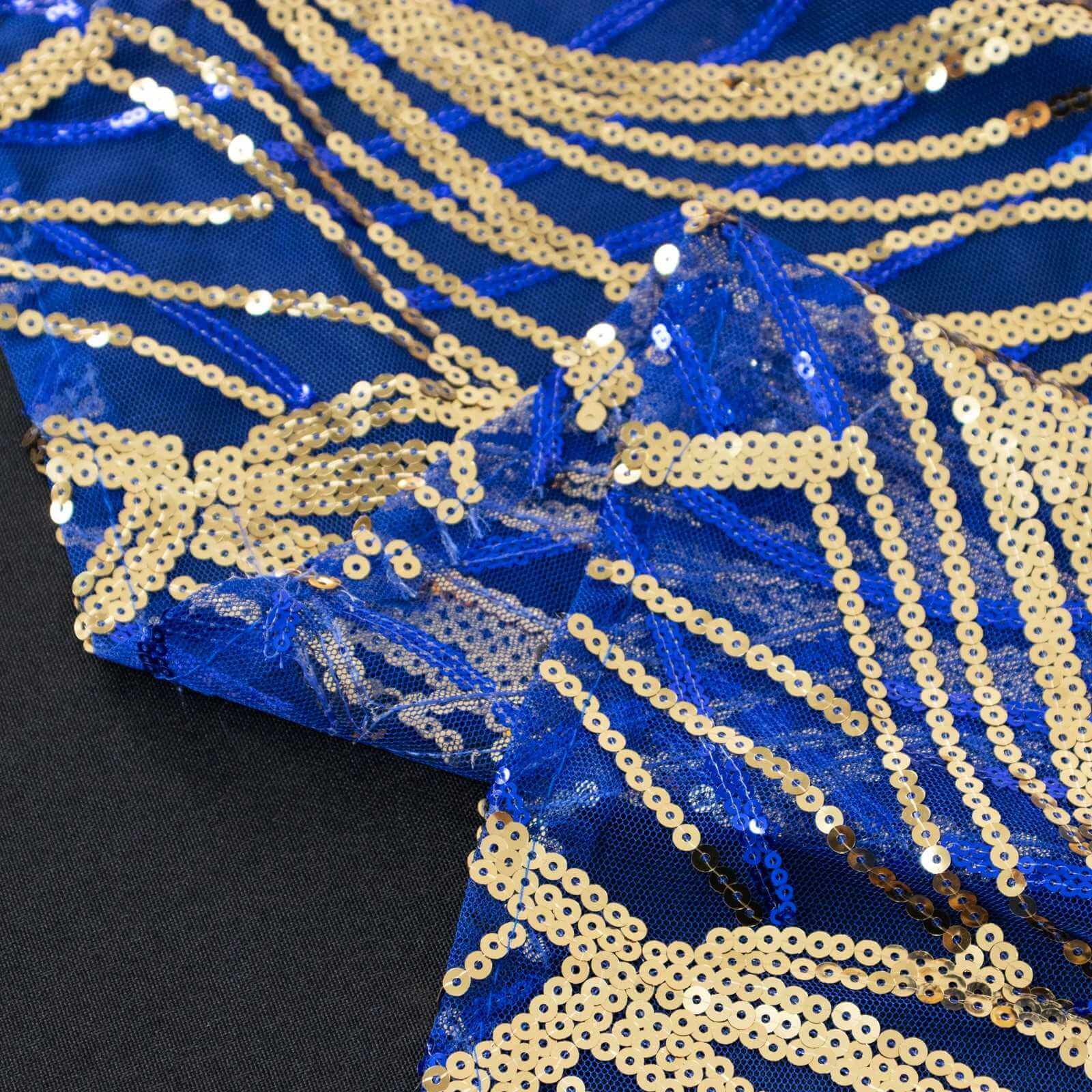 Mesh 72"x72" Table Overlay Square Tablecloth Royal Blue - Wave Embroidered Sequins Table Topper