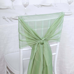 5 Pack Chiffon Chair Sashes Sage Green - Soft & Lightweight Designer Chair Bows 22"x78"