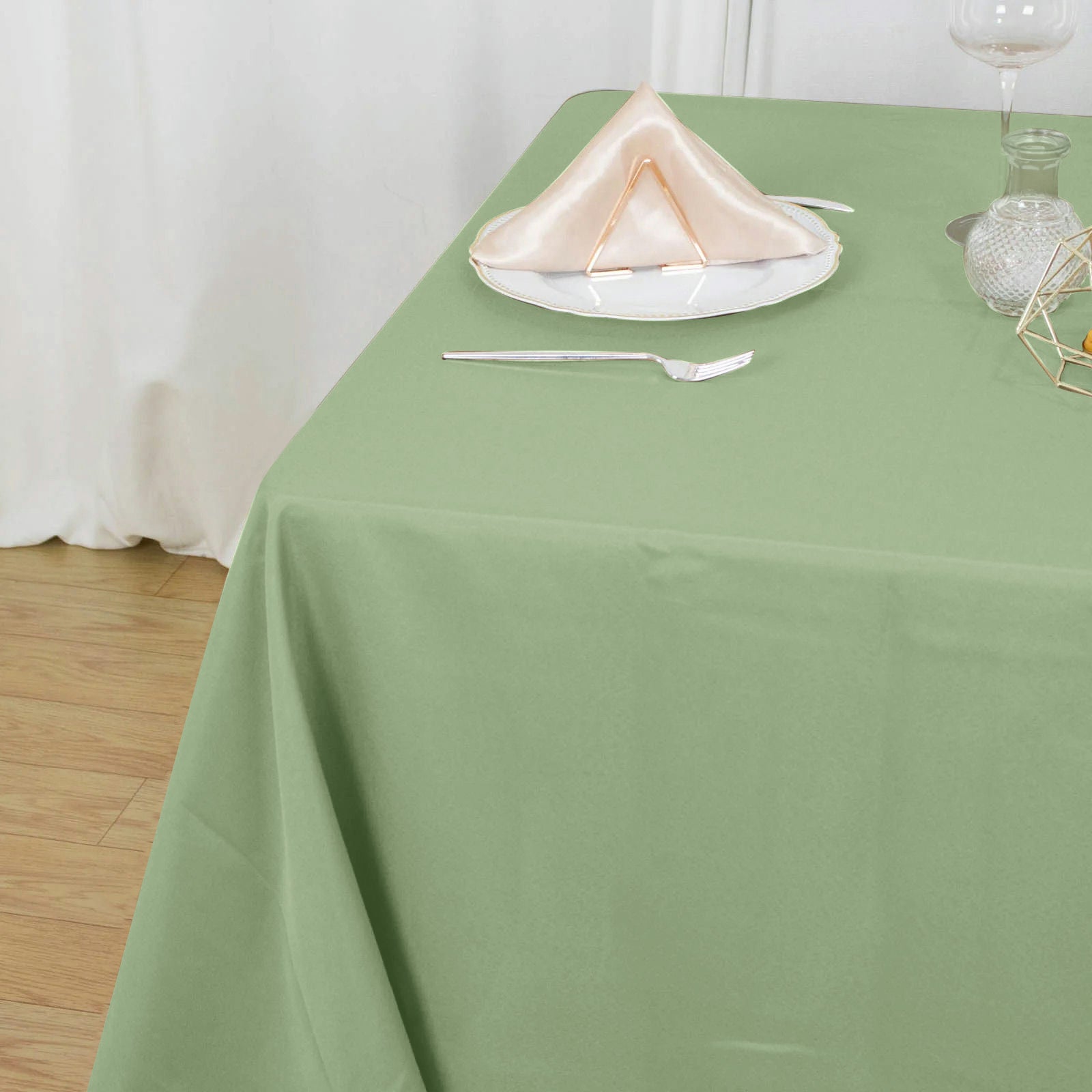 Polyester 90"x90" Table Overlay Square Tablecloth Sage Green - Wrinkle-Resistant & Durable Table Cover