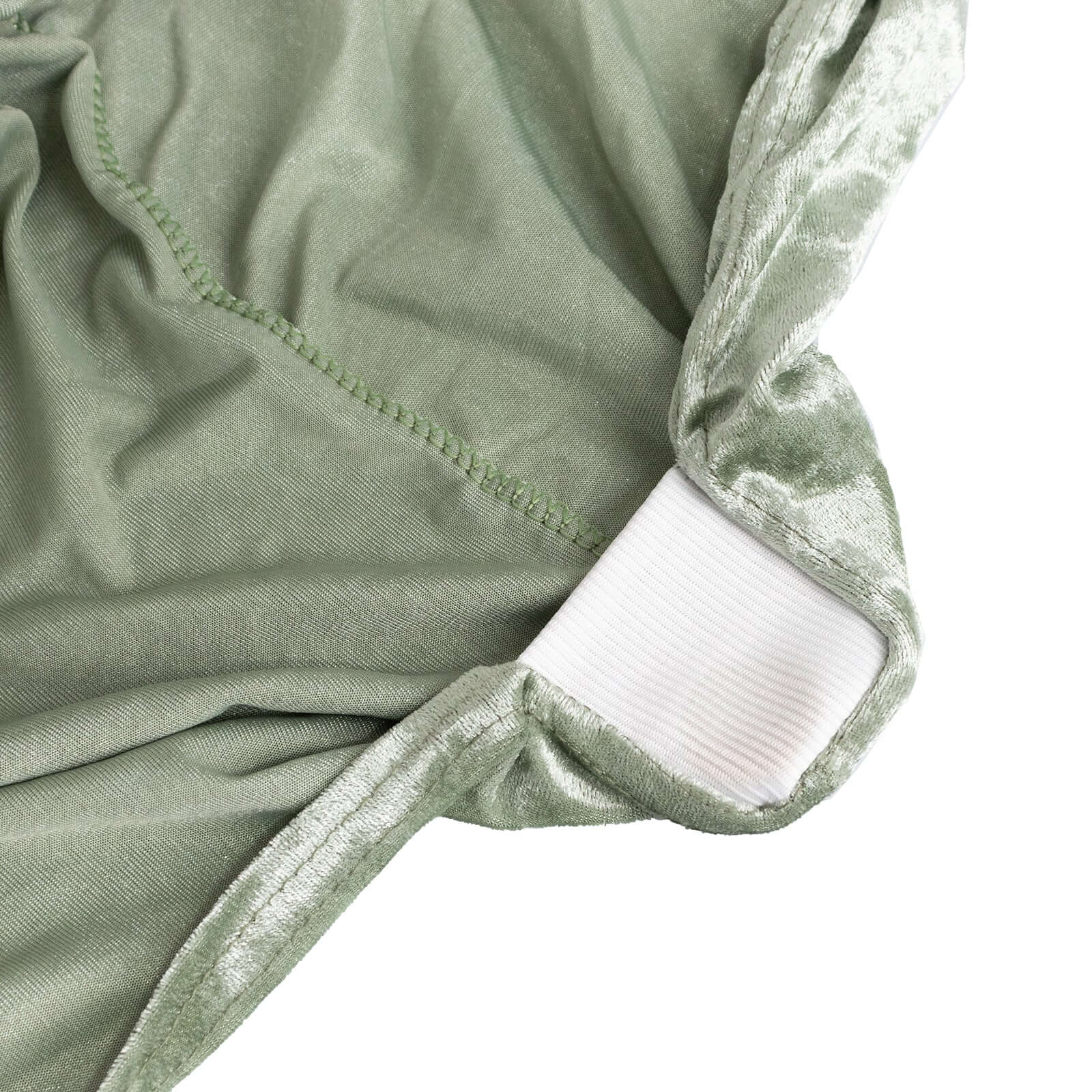Crushed Velvet Fitted Rectangular 6ft Table Cover Sage Green - Wrinkle-Free Stretchy Tablecloth