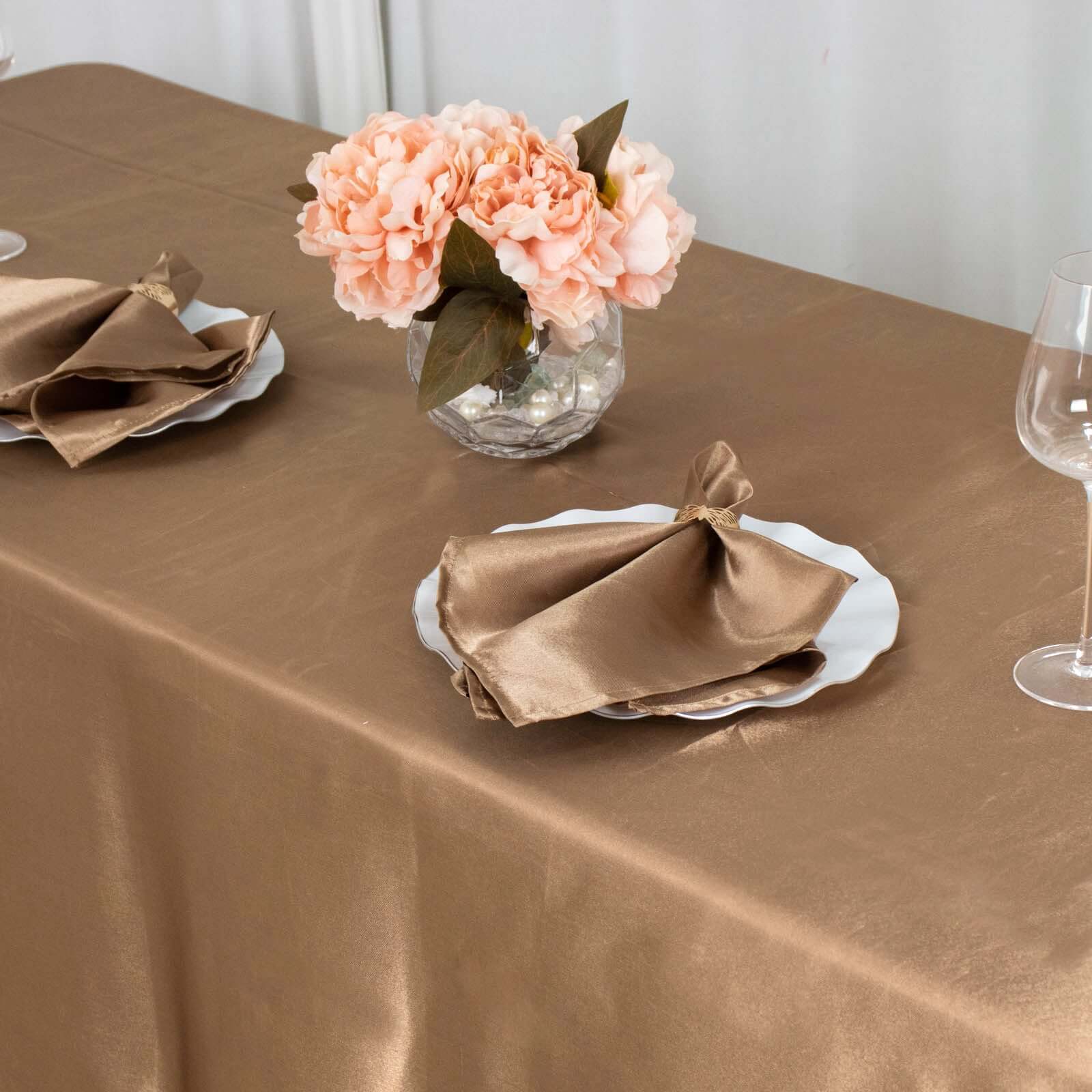 Satin Rectangular 60"x102" Tablecloth Taupe - Smooth and Lustrous Table Cover