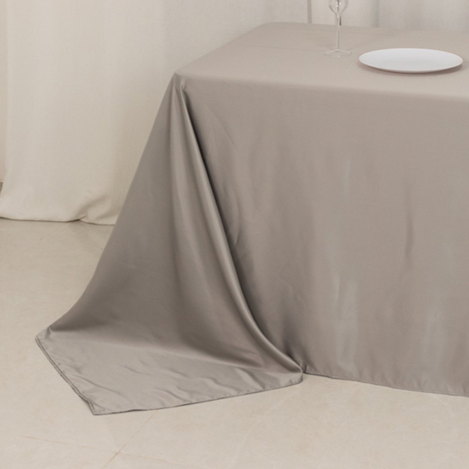 Lamour Satin 90"x156" Rectangle Tablecloth Silver - Luxurious, Soft Seamless Table Cover