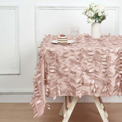 Taffeta 54"x54" Table Overlay Square Tablecloth Dusty Rose 3D Leaf Petal Table Cover