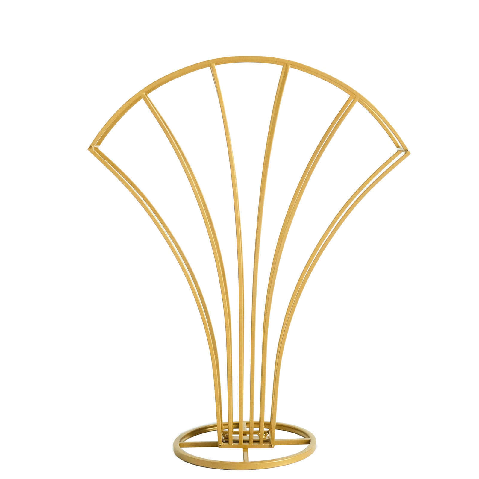 Metal Table Centerpiece Gold Scalloped Fan Shape Design - Wedding Floral Display Flower Frame Stand 32"