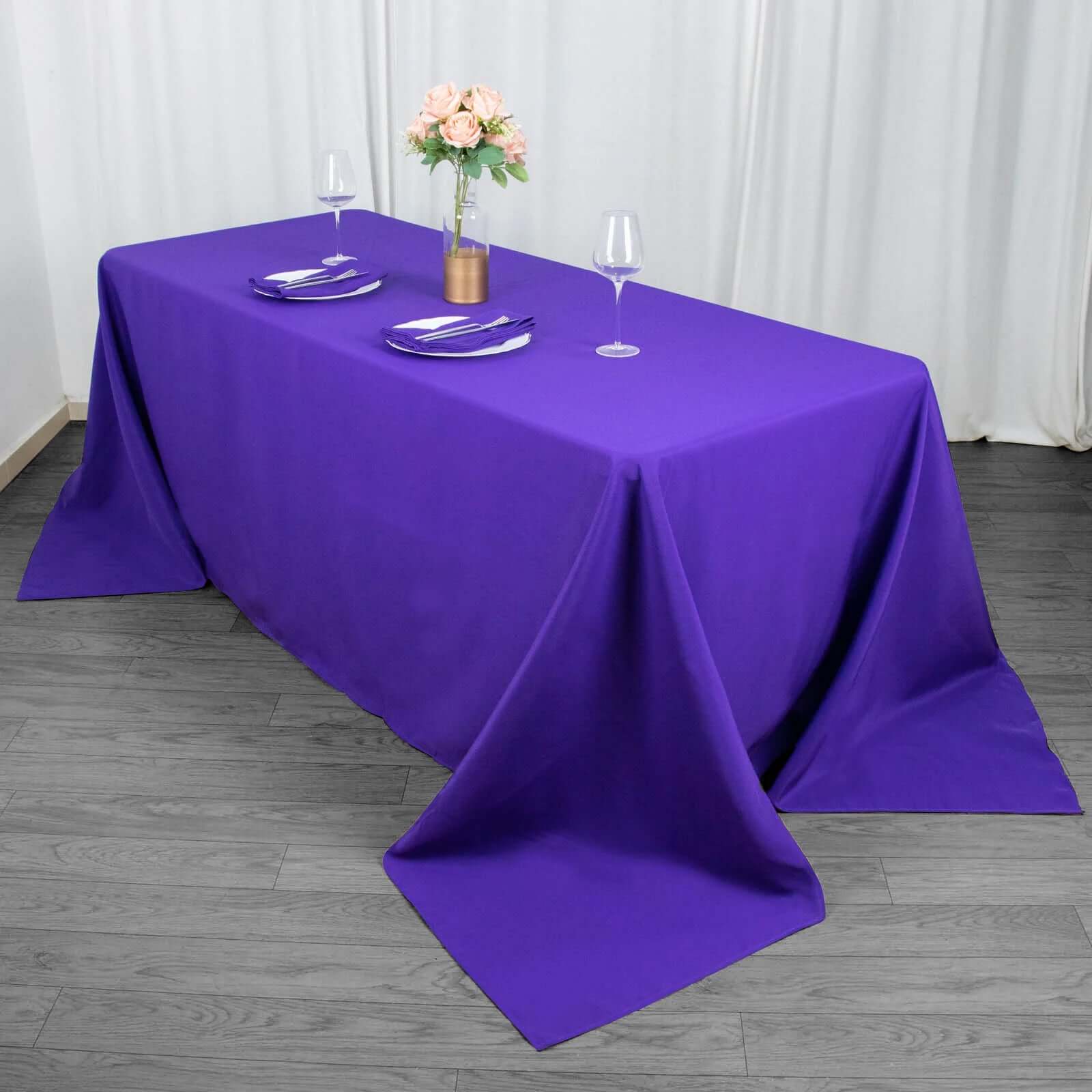 Premium Polyester 90"x132" Rectangle Tablecloth Purple - Seamless 220GSM Stain-Resistant Table Cover