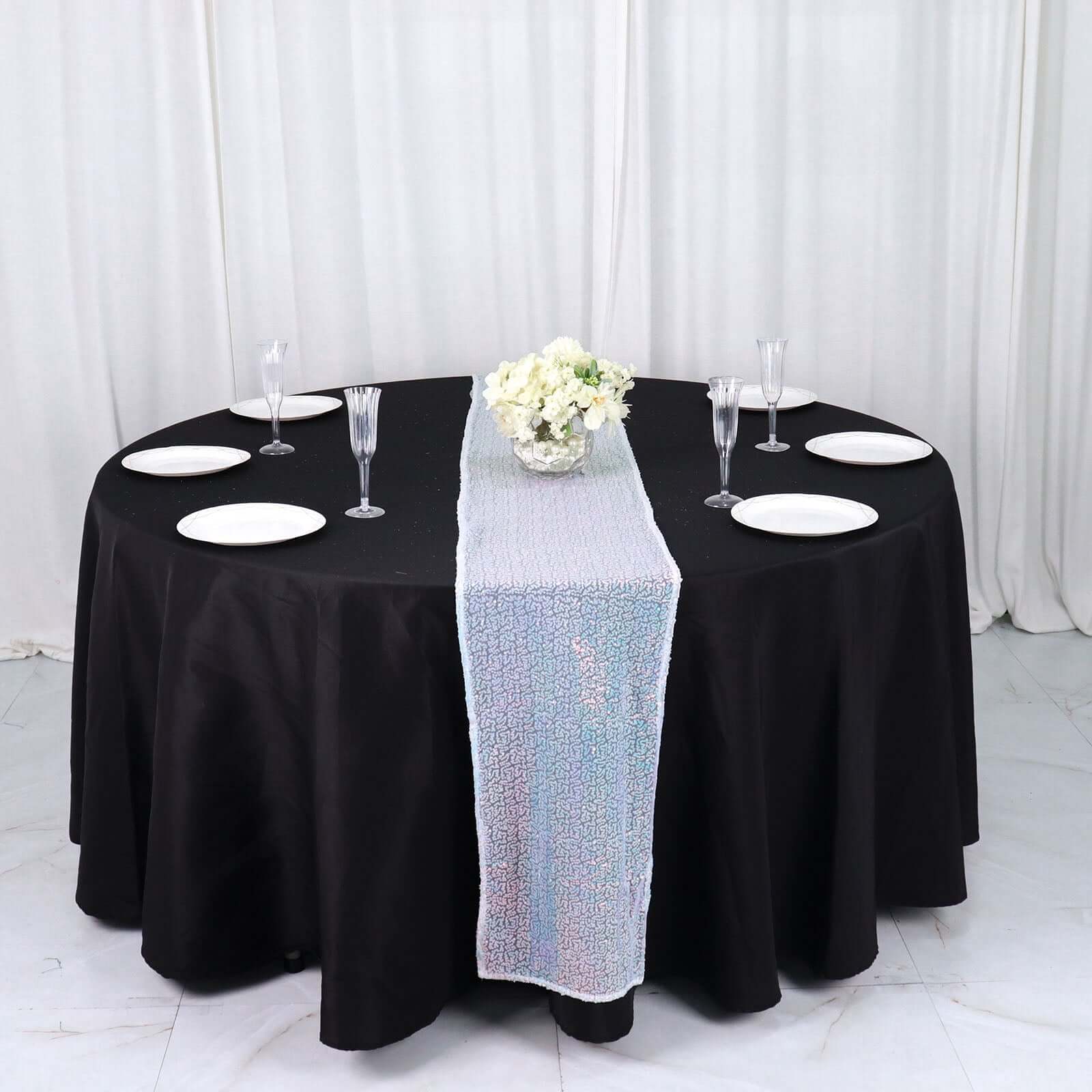 Sequin 12"x108" Table Runner Iridescent Blue - Glittering Design