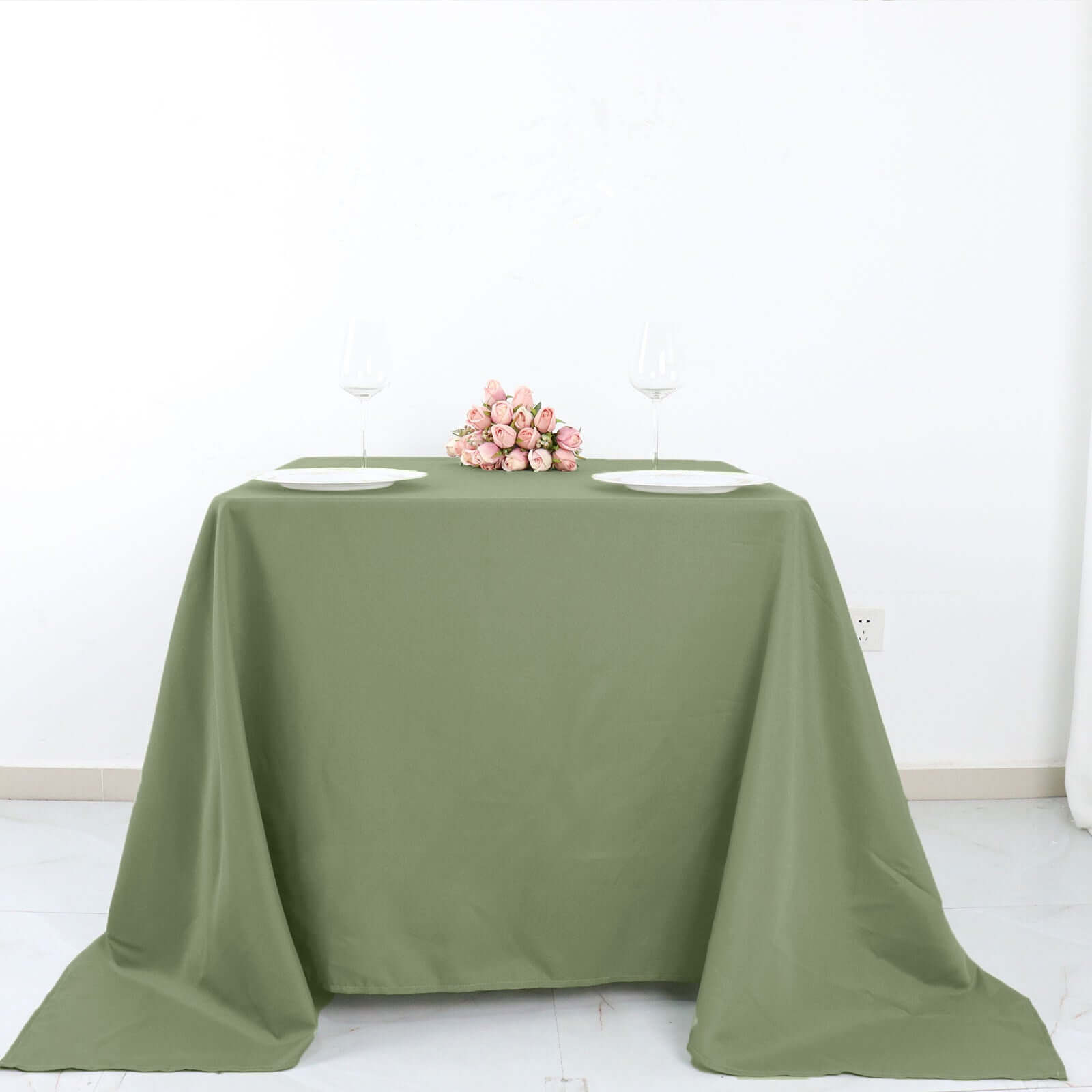 Polyester Square 90"x90" Tablecloth Dusty Sage Green - Wrinkle-Resistant & Durable Table Cover