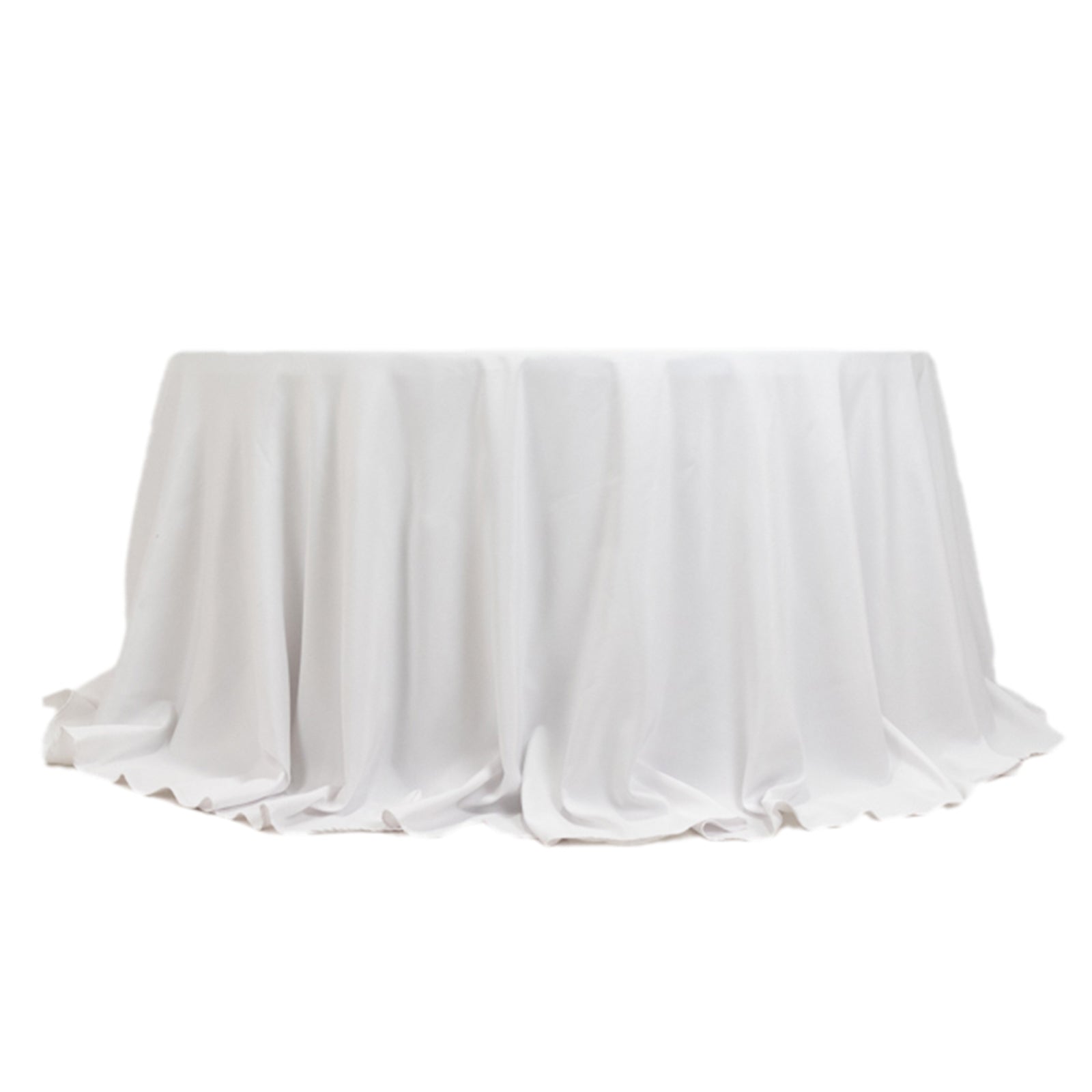 Fire Retardant Premium Polyester 132" Round Tablecloth White - Stylish High-Performance Table Cover for Large Gatherings